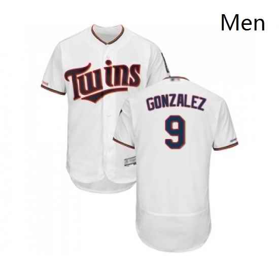 Mens Minnesota Twins 9 Marwin Gonzalez White Home Flex Base Authentic Collection Baseball Jersey